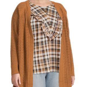 Women's Terra and sky Chenille Pointelle Cardigan 3X